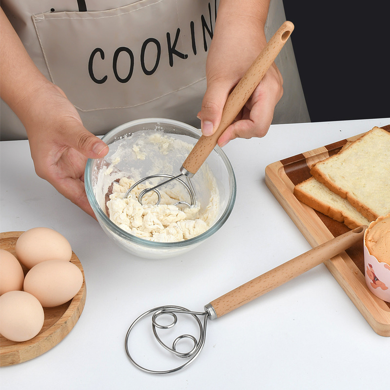 Danish Pancake Pan - Nieuwe·10Inch RVS Handmixer Met Houten Handvat